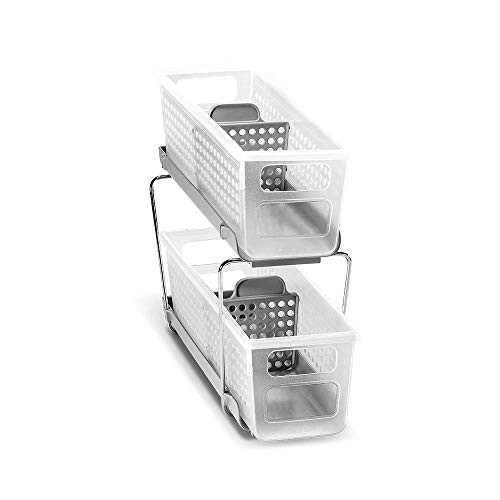 madesmart 2-Tier Organizer Bath Collection Slide-out Baskets with Handles, Space Saving, Multi-purpo | Amazon (US)