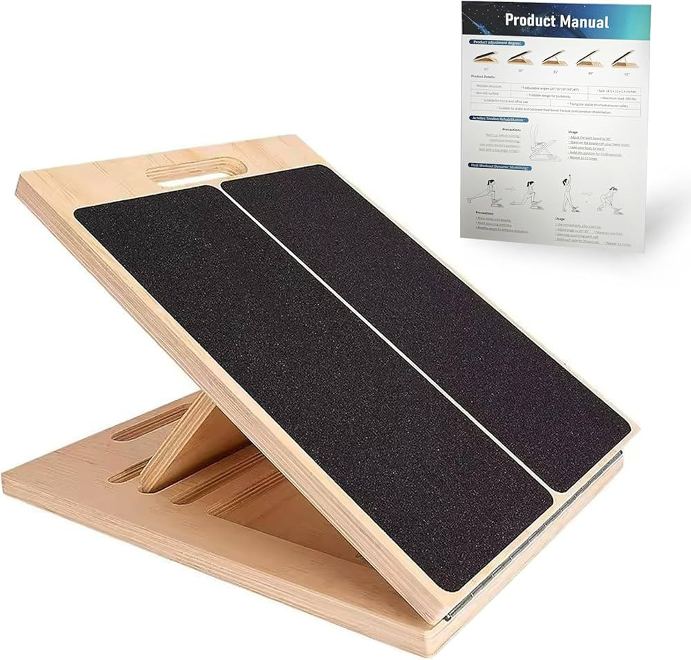 Adjustable 16.5"\u00d712" Wooden Slant Board \u2013 5-Angle Foldable Calf Stretcher & Squat Wedge... | Amazon (US)
