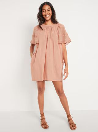 Flutter-Sleeve Tie-Back Mini Swing Dress for Women | Old Navy (US)