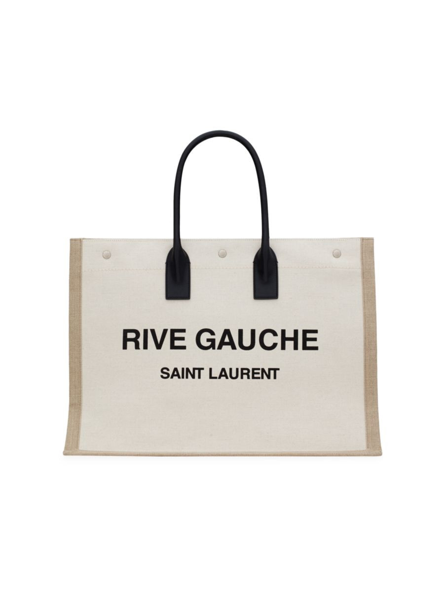 Saint Laurent Rive Gauche Linen & Leather Tote | Saks Fifth Avenue