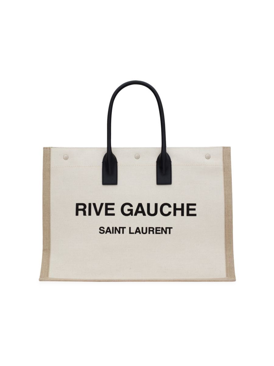 Saint Laurent Rive Gauche Linen & Leather Tote | Saks Fifth Avenue