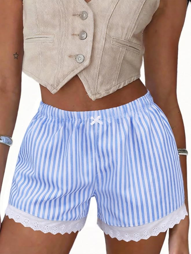 Aoulaydo Casual Shorts for Women Gingham Boxer Shorts for 2026 Summer Beach Bottoms | Amazon (US)