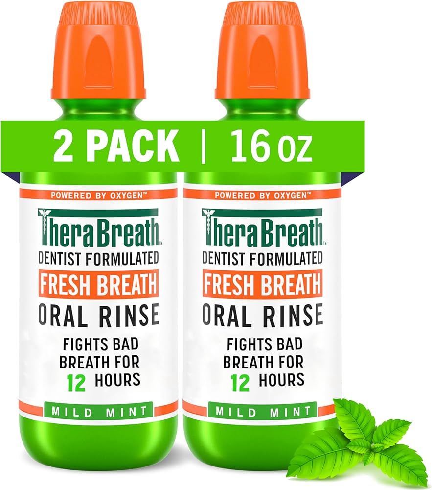 TheraBreath Fresh Breath Mouthwash, Mild Mint Flavor, Alcohol-Free, 16 Fl Oz (2-Pack) | Amazon (US)