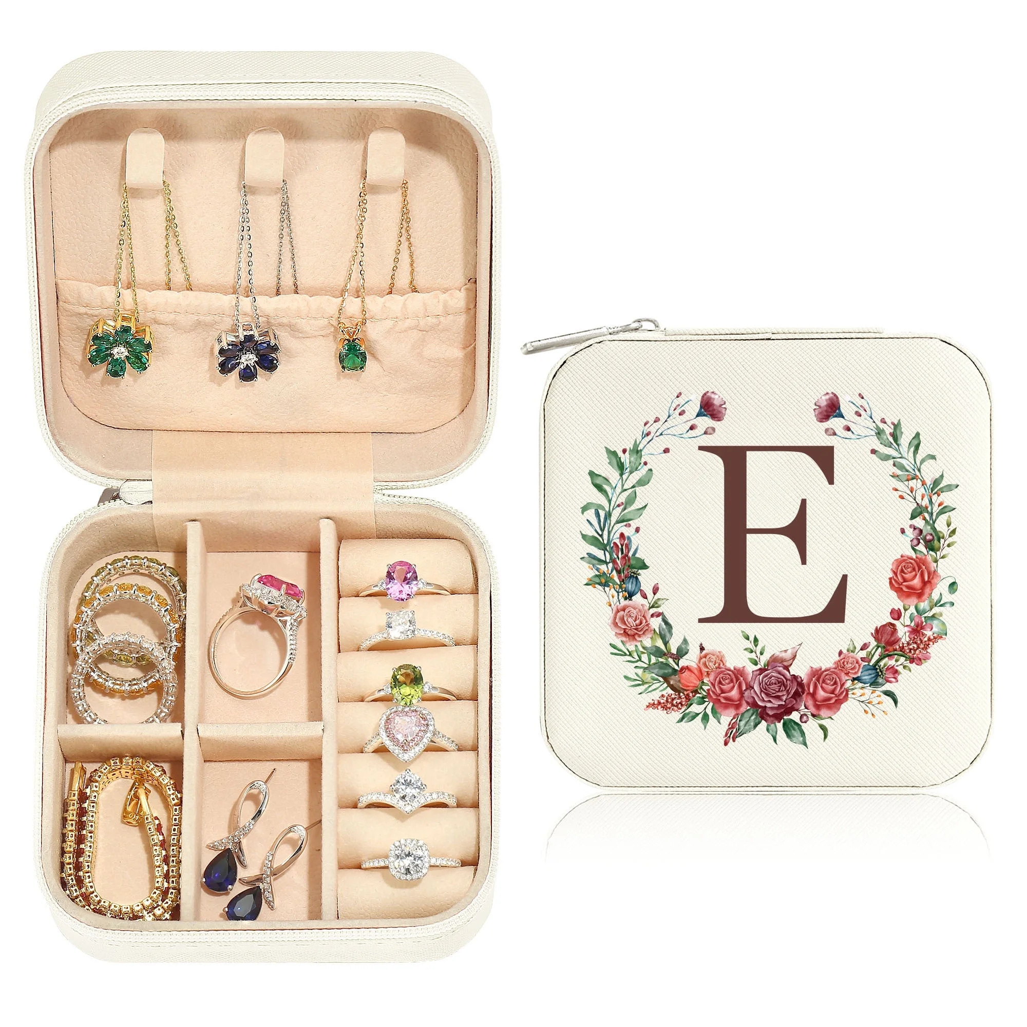 Parima Travel Jewelry Case, Small Initial Jewelry Holder Organizer, White Travel Jewelry Box Wome... | Walmart (US)