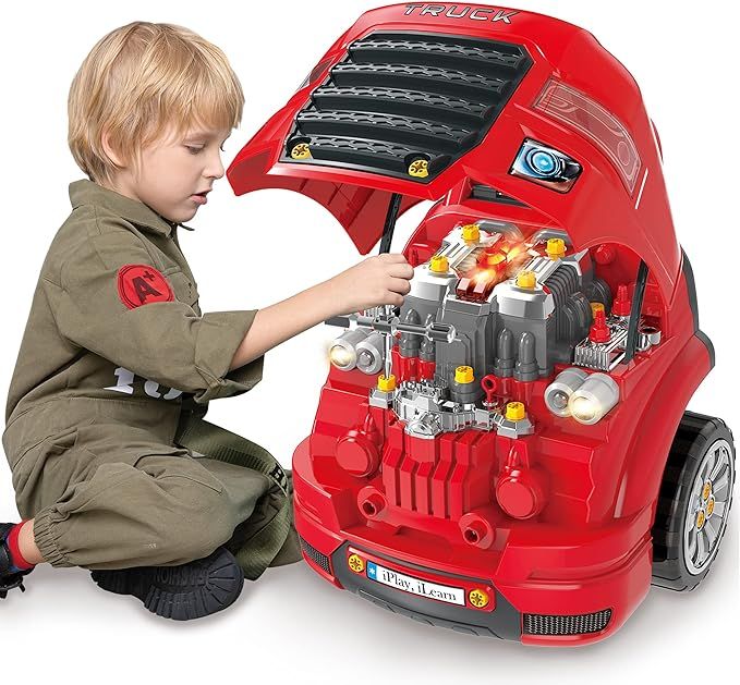 iPlay, iLearn Large Truck Engine Toy, Kids Mechanic Repair Set for 3-5 Yr Toddlers, Big Builder K... | Amazon (US)