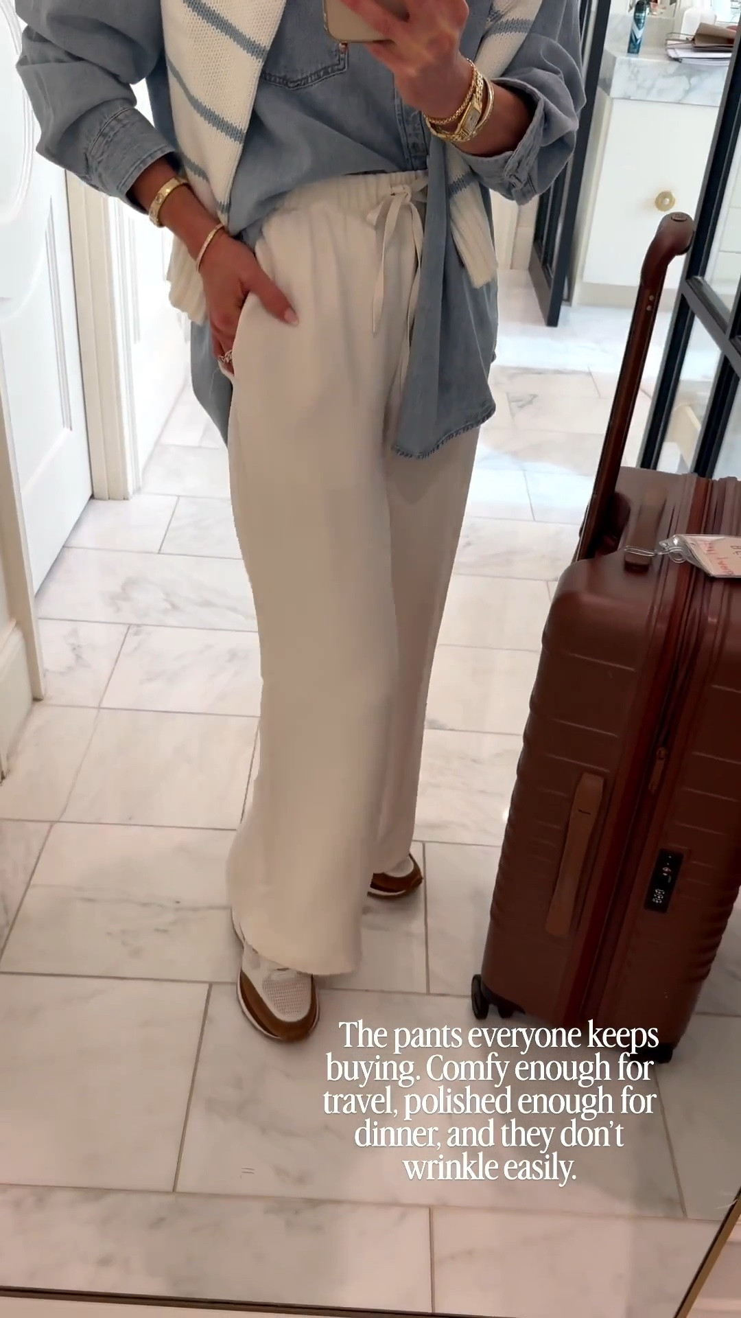 Comfy and cozy airport outfit! I’ve worn these pants to the airport more times than I can count @Aritzia I'm 5'7 wearing size small regular and I'm 5'7 

#LTKootd #LTKOver40 #LTKTravel