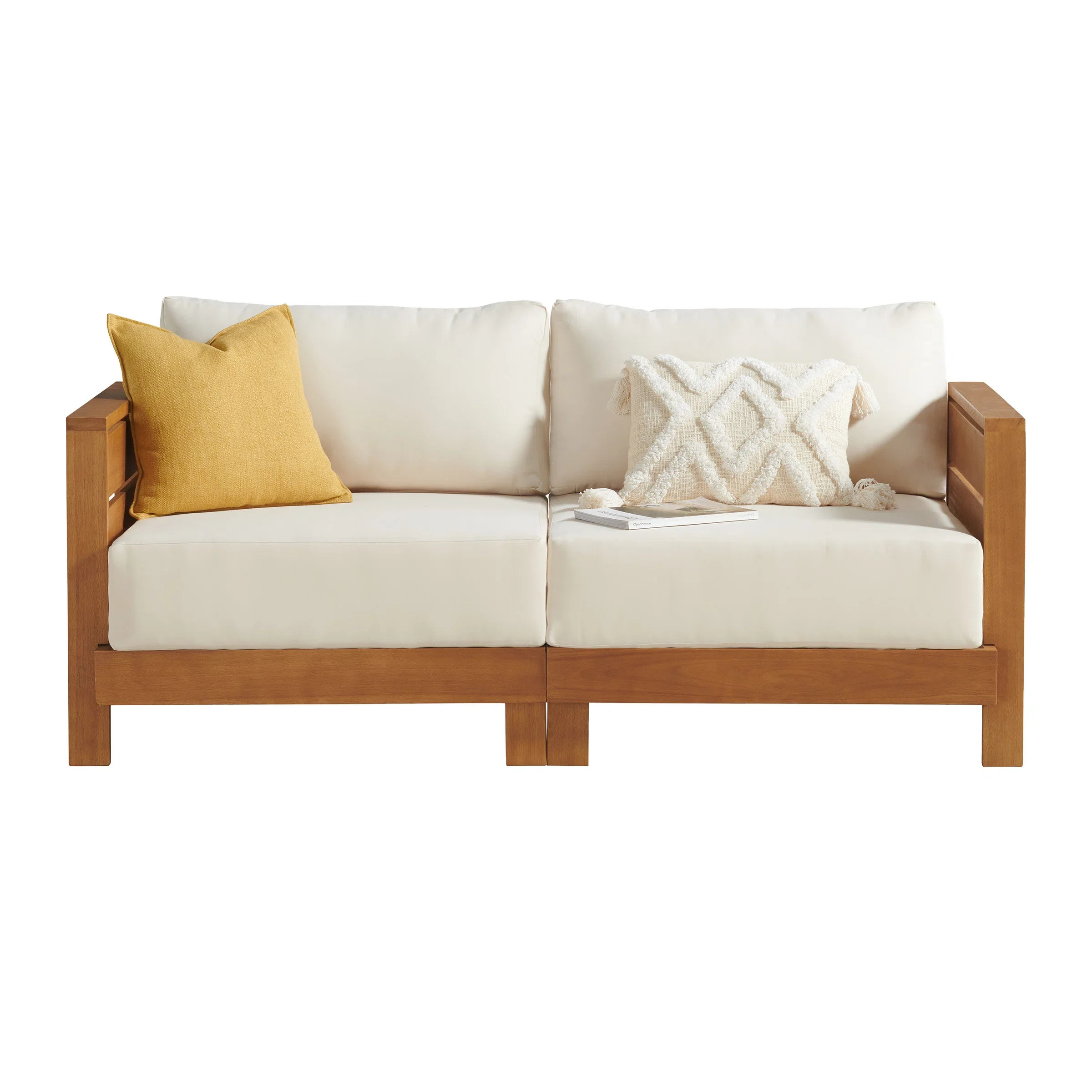 Latitude Run® Nichael Barton 68"W Wooden Patio Outdoor 2 Person Love Seat With Deep Weather Stai... | Wayfair North America