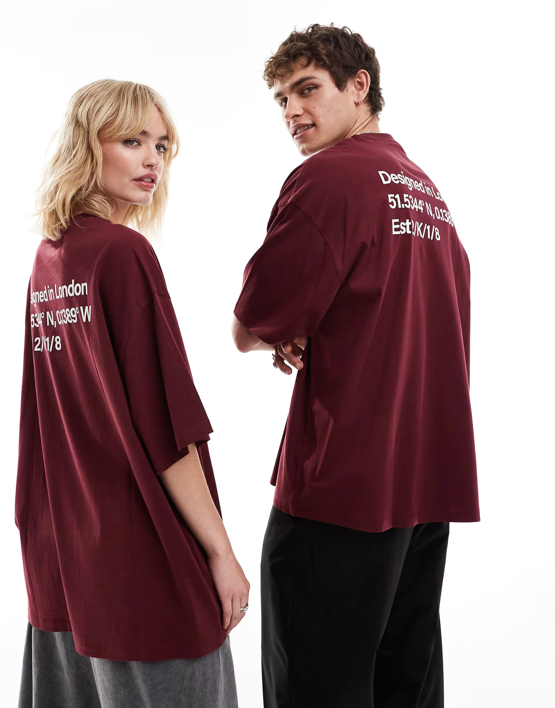 COLLUSION Unisex logo t-shirt in burgundy | ASOS (Global)