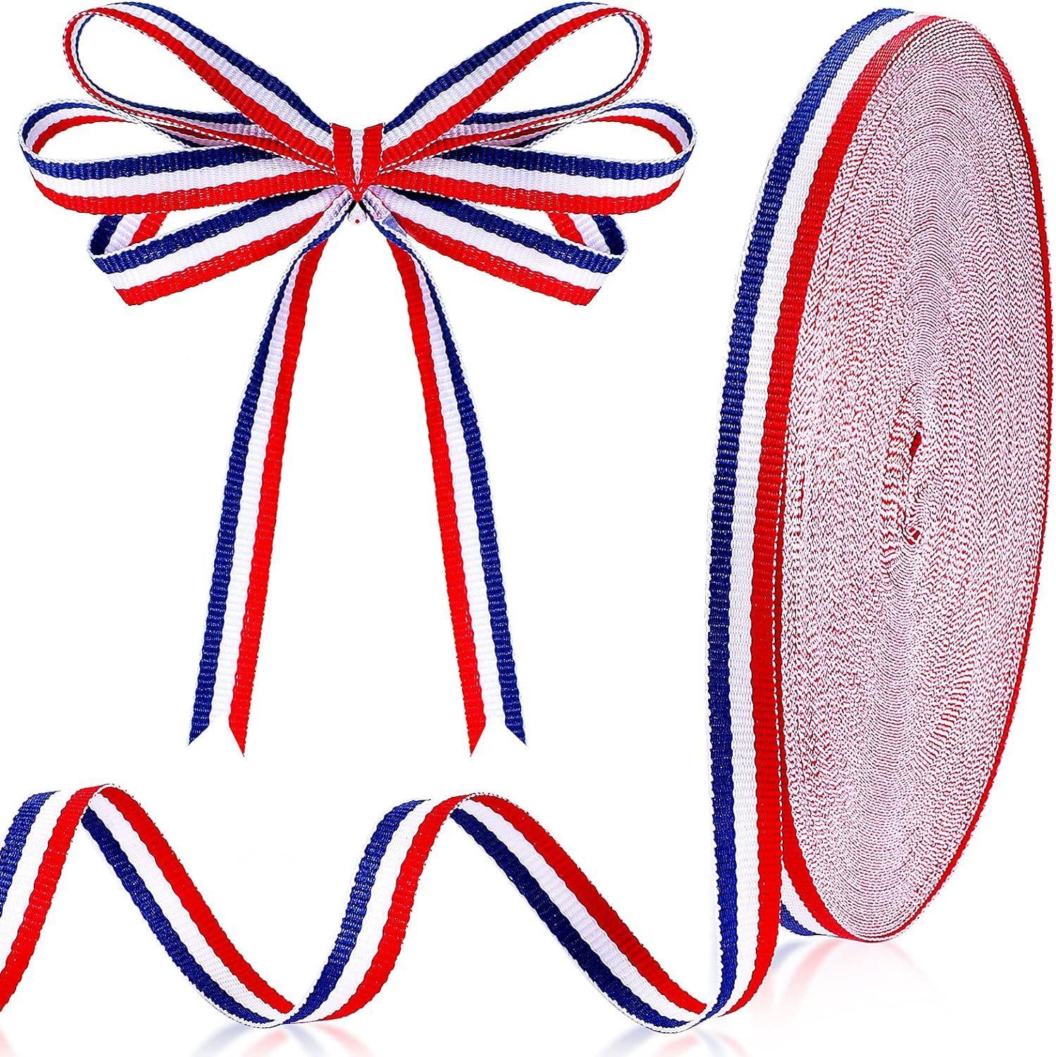 Red White Blue Striped Grosgrain Ribbon Use for Memorial Day Gift Wrapping, Party Decoration, DIY... | Amazon (US)
