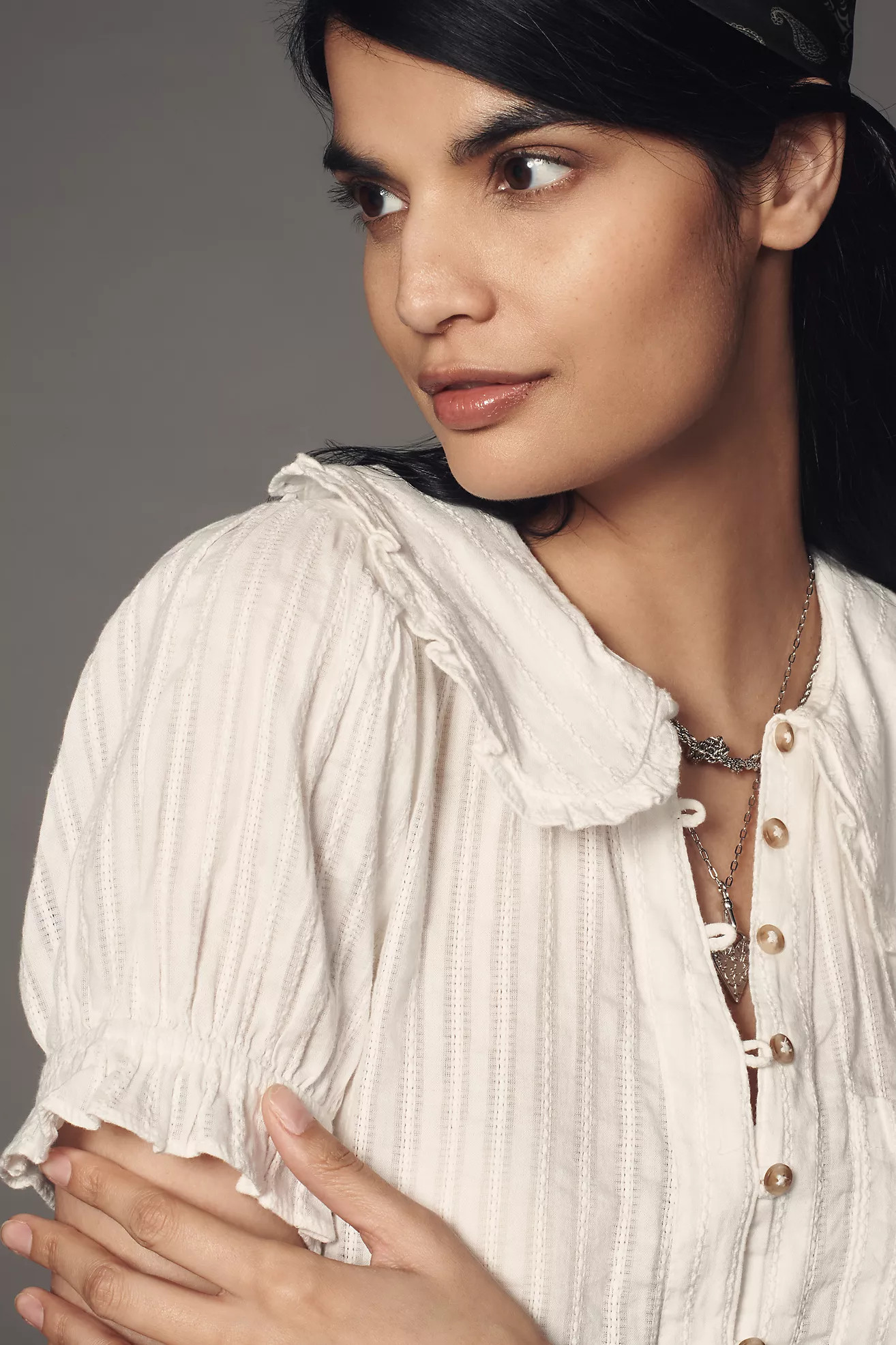 The Keira Collared Button-Front Blouse by Pilcro | Anthropologie (US)