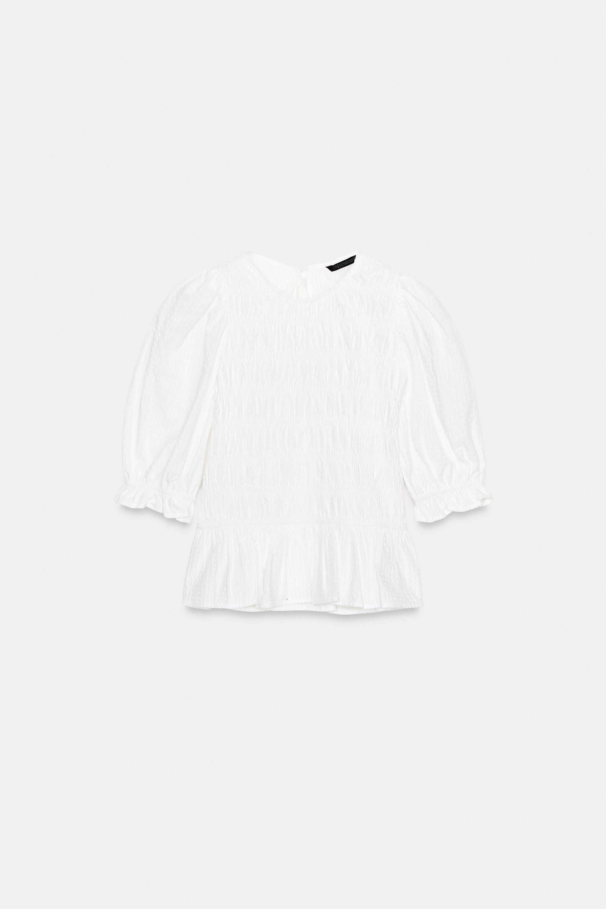 CHECK SMOCKED TOP | Zara UK