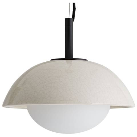 Arteriors- Glaze Pendant- 12" Blackened Steel, Ivory Ceramic - #079G5 | Lamps Plus | Lamps Plus