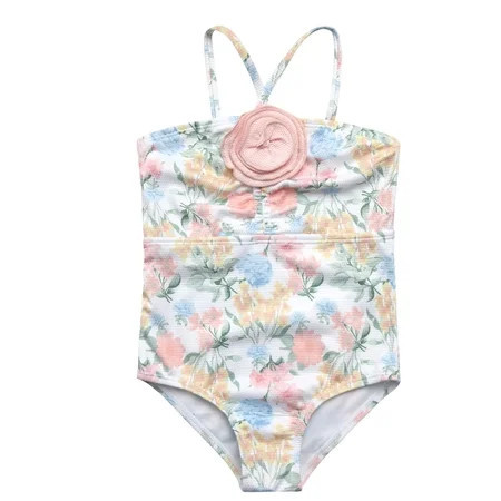 Jessica Simpson Girls One-piece Ruched Rosette Swimsuit | Walmart (US)