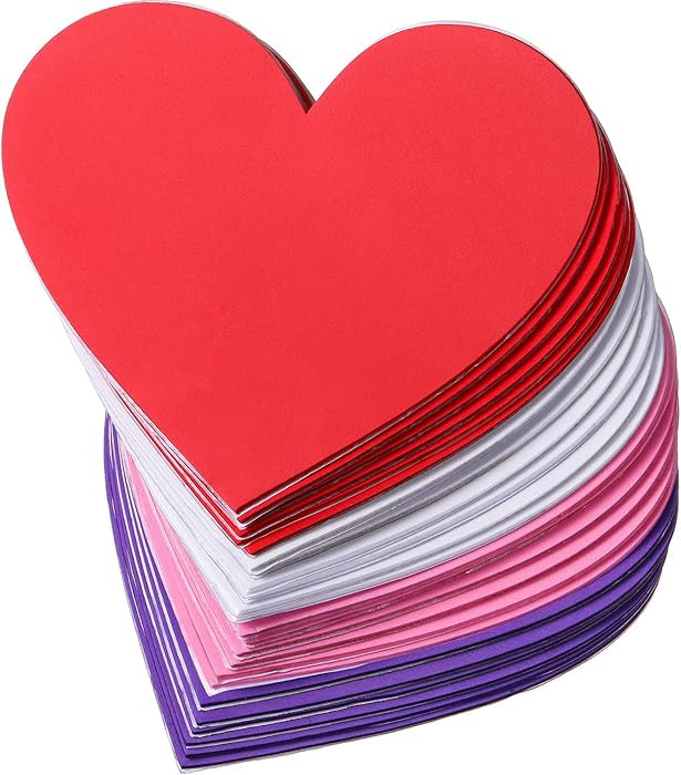 Shappy 12 Pcs 6 Inches Valentine Heart Foam Stickers EVA Large Self Adhesive Glitter Mixed Color ... | Amazon (US)