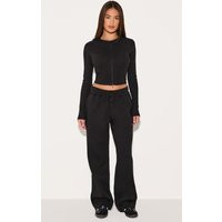 Black Straight Leg Sweat Sweatpants | PrettyLittleThing US