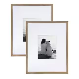 DesignOvation Gallery 16x20 matted to 8x10 Rustic Brown Picture Frame Set of 2-213616 - The Home ... | The Home Depot