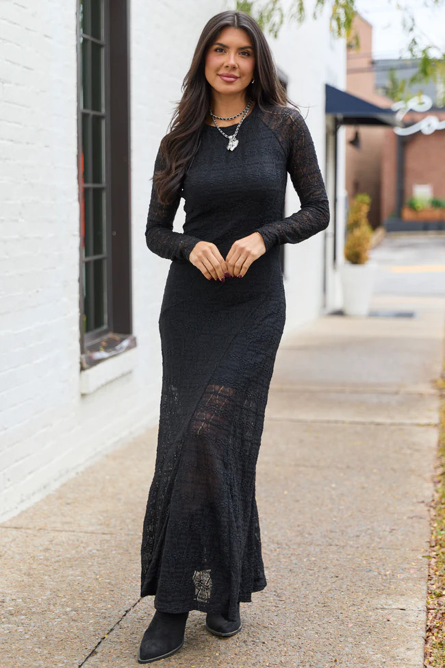 Dianna Black Lace Maxi Dress | Pink Lily