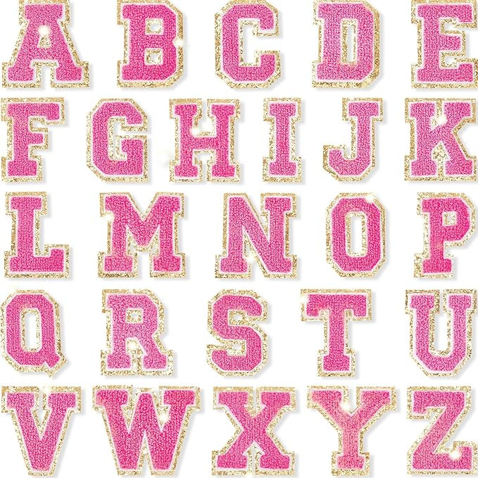 26 Pieces Chenille Letter Patches Iron On Letters Patch Varsity Letter Patches Glitter Chenille Patc | Amazon (US)