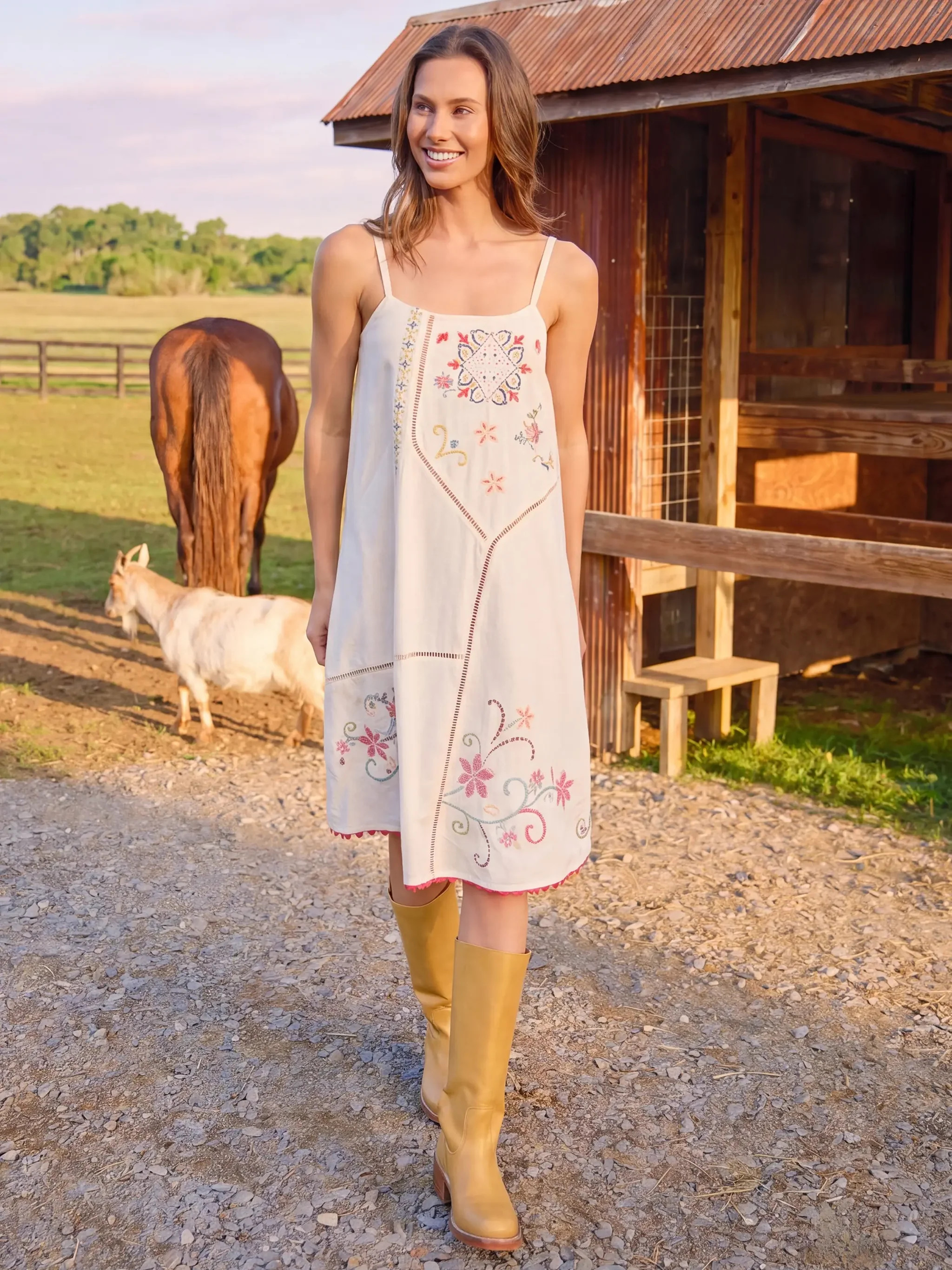 Loren Embroidered Midi Dress - Ivory | Natural Life