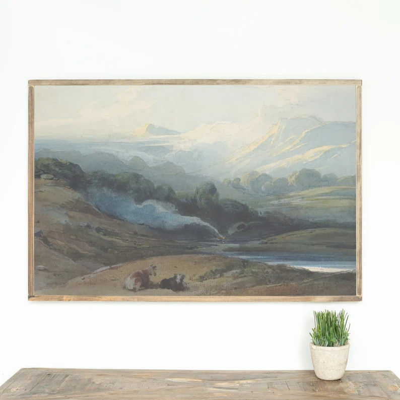 Overlook Wall Art | Living Room Wood Sign |  Landscape Wall Art | Framed Wood Signs | Signs for H... | Etsy (US)