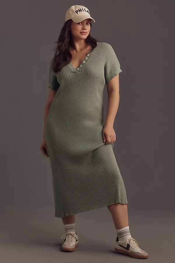 Varley Aria Short-Sleeve Knit Midi Dress | Anthropologie (US)