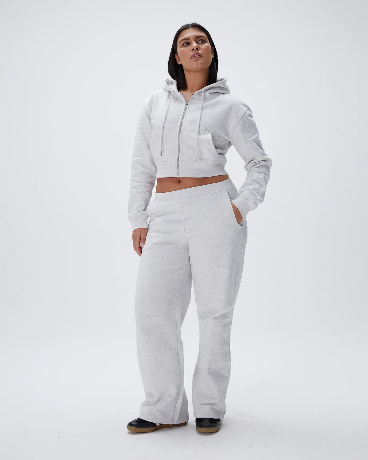 Low Rise Straight Leg Sweatpants - Light Grey Melange | Adanola UK