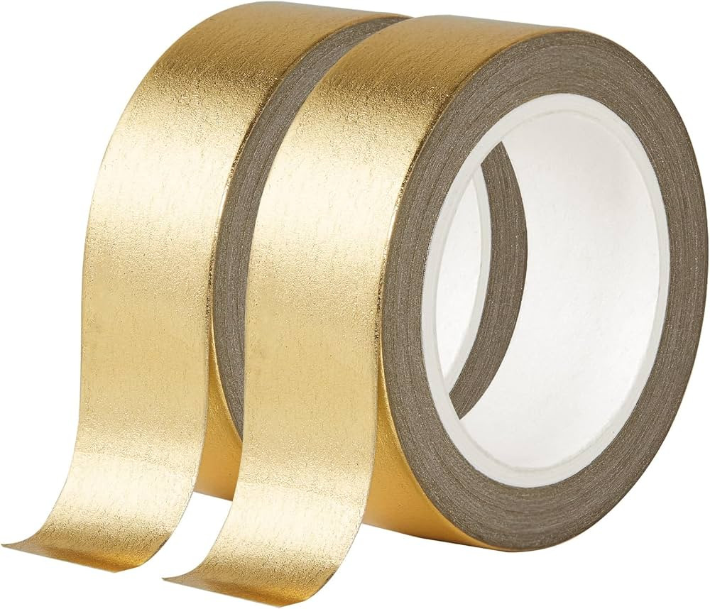 Gold Foil Washi Tape - 2 Rolls Low Tack Self Adhesive Decorative Metallic Foil Masking Tape for C... | Amazon (US)