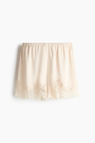 H & M - Lace-Trimmed Satin Shorts - Cream | H&M (US + CA)