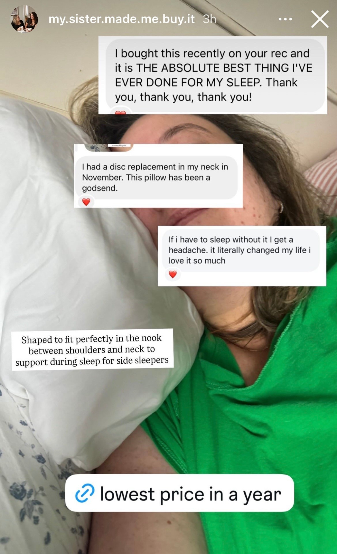 The Pillow Cube is one of the best things I’ve ever done for my sleep, and it’s currently the lowest price I’ve seen all year. I’m a side sleeper and was getting neck & shoulder pain and tension headaches from poor sleeping positions, and this has been actually life-changing. It’s sculpted to fit perfectly in the nook of your neck for optimal head and neck support — no more waking up in pain because you slept the wrong way. Side sleepers, this is for you!

#LTKSaleAlert #LTKHome #LTKselfcare
