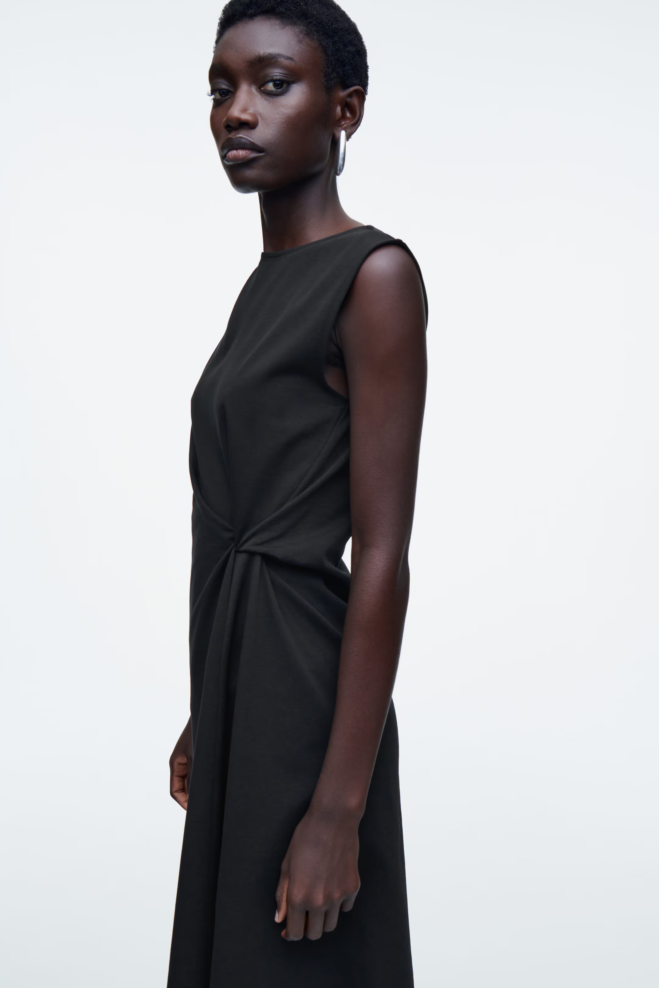 TWIST-DETAIL MIDI DRESS - BLACK | COS UK