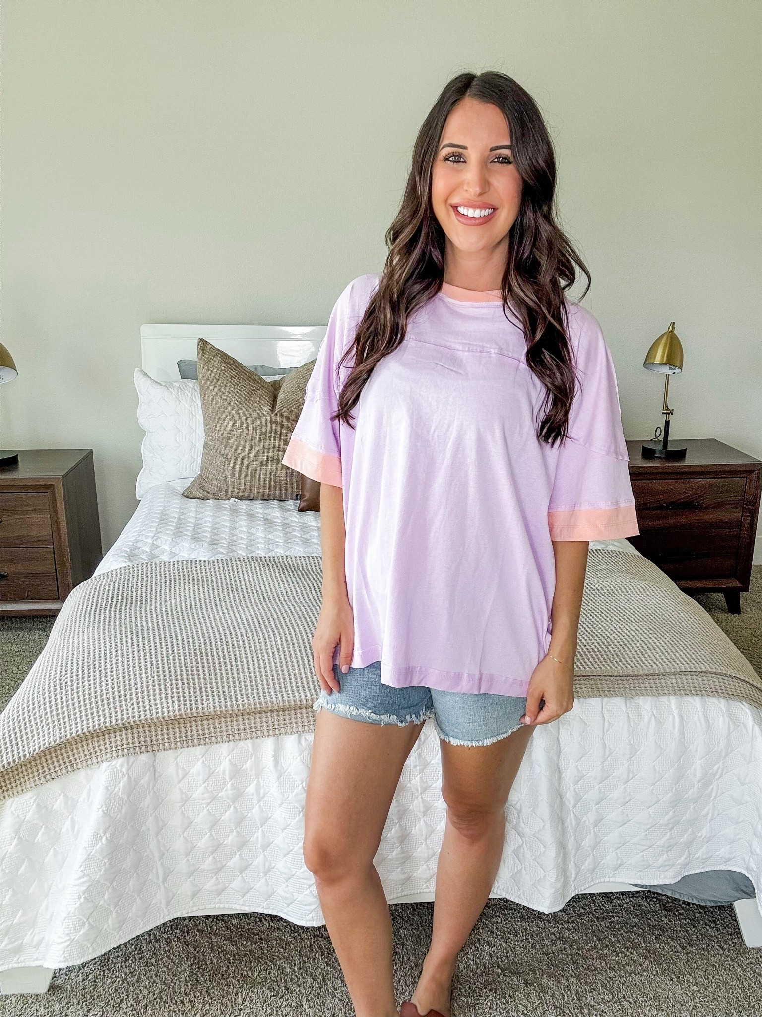 Basic oversized color blocking t shirt 