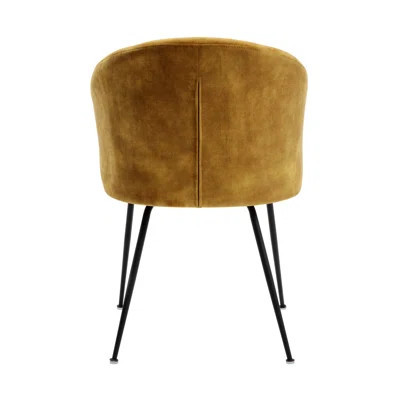 Set Of 2 Mustard Velvet Side Chairs With Black Metal Legs, Stylish Dining Or Accent Chairs | Wayfair North America