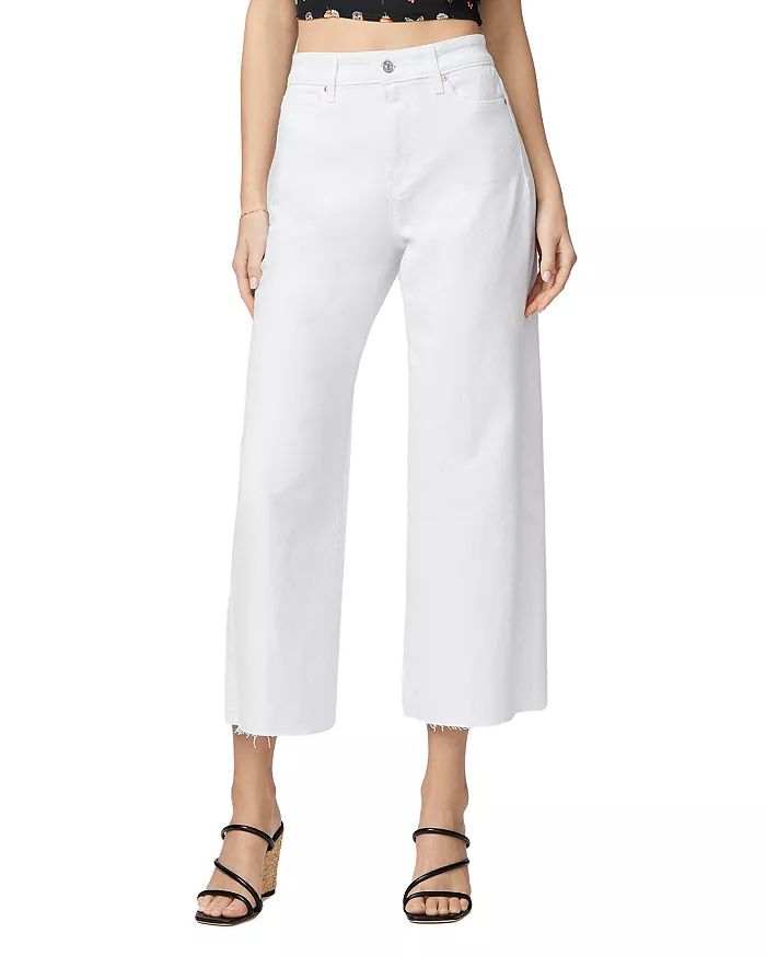 PAIGE Anessa Raw Hem High Rise Cropped Wide Leg Jeans in Crisp White Women - Bloomingdale's | Bloomingdale's (US)