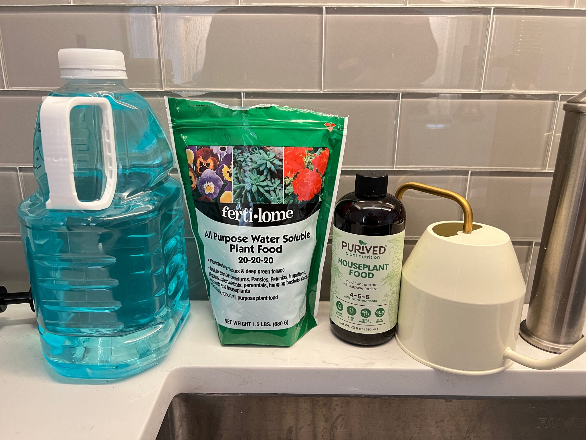 The Fertilome is the fertilizer I use on my outdoor hanging baskets to get lots of green foliage and blooms. The purived is what I use on my houseplants. I use it every other watering during the growing season - spring and summer. 

#LTKOver40 #LTKHome #LTKFindsUnder50