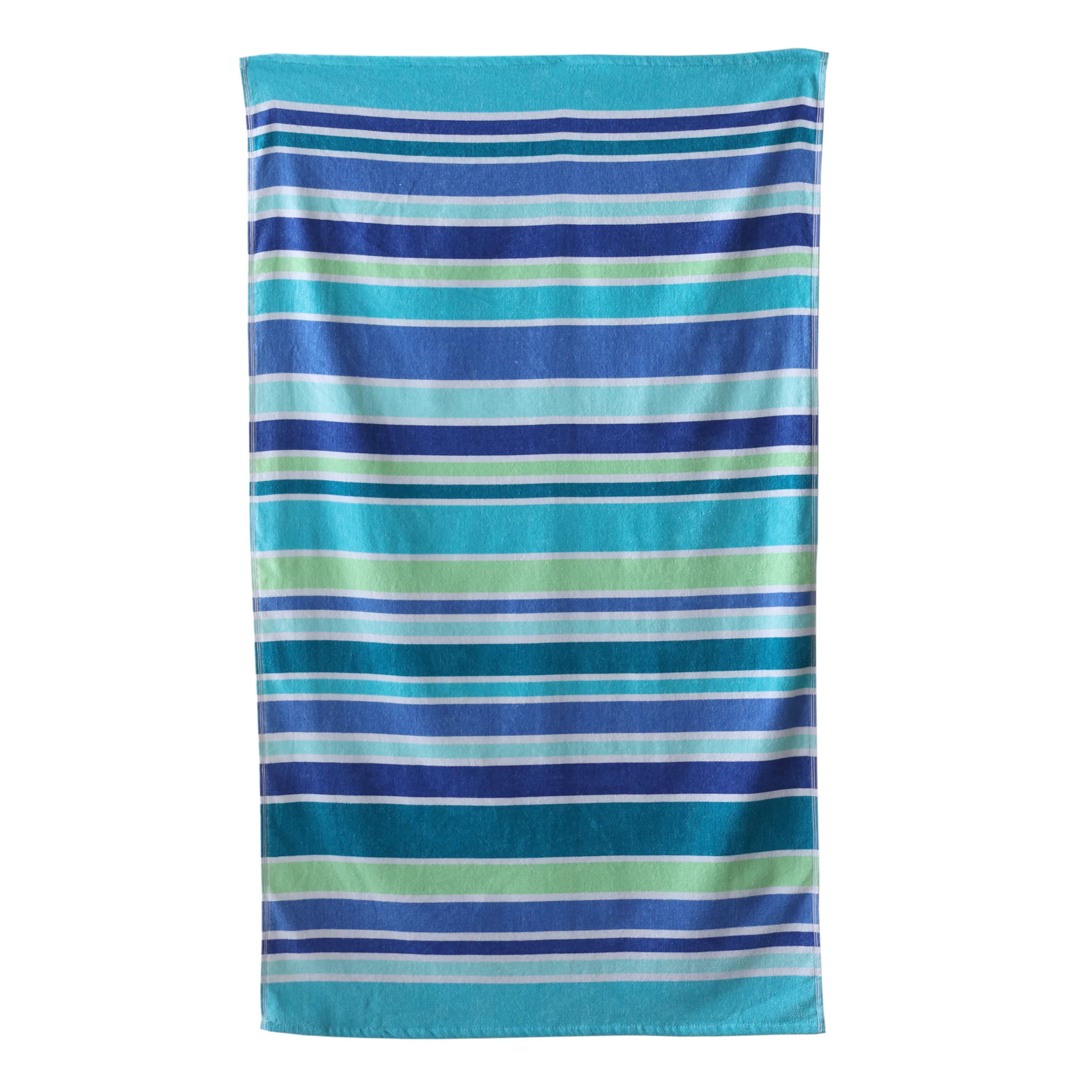 Mainstays Velour Beach Towel, Cool Stripe, Multi-Color, 28x60 | Walmart (US)