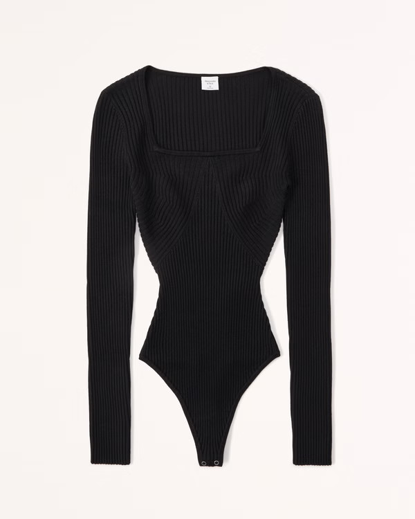 Long-Sleeve Squareneck Sweater Bodysuit | Abercrombie & Fitch (US)
