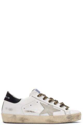 Golden GooseSSENSE Exclusive White Leopard Superstar Sneakers192264F128063$565 USD $441 USDLow-to... | SSENSE 