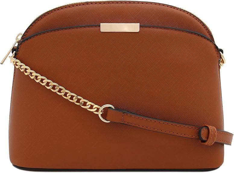 FashionPuzzle Saffiano Small Dome Crossbody bag with Chain Strap | Amazon (US)