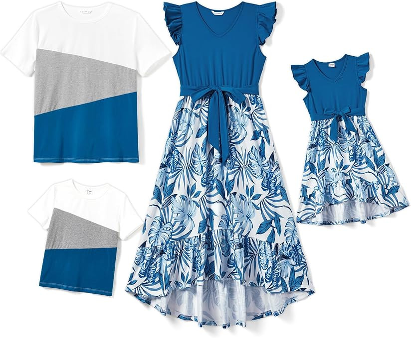 Amazon.com: PATPAT Mommy and Me Dresses: Family Matching Outfits Sets Tropical Holiday Floral Pri... | Amazon (US)