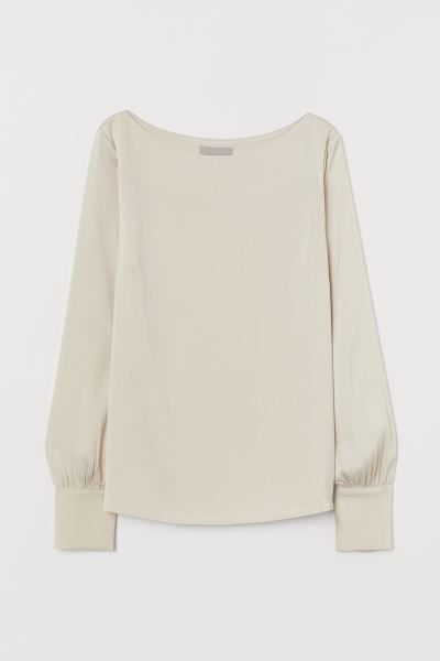 Satin Boat-necked Blouse | H&M (US)