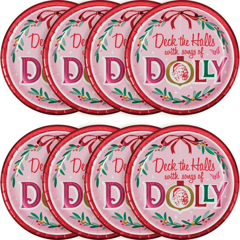 Dolly Parton Christmas 7-inch Deck the Halls Paper Plates, Pink, 8 Count - Walmart.com | Walmart (US)