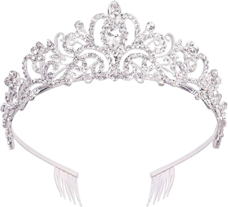 Didder Silver Crystal Tiara Crown Headband Princess Elegant Crown with combs for Women Girls Brid... | Amazon (US)