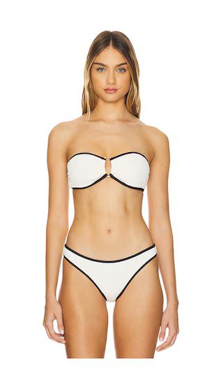 Ring Front Bandeau Bikini Top in Ecru | Revolve Clothing (Global)