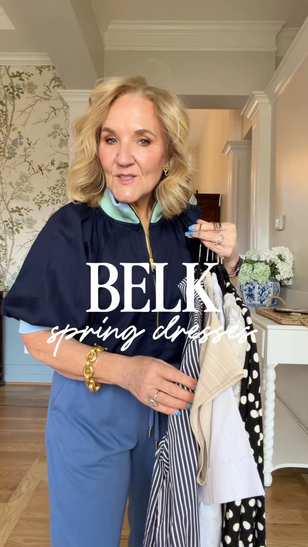 Dresses from Belk! Such variety! 
Polka dot size 10
Pale blue wearing a medium def siz up if inbetween though 
Neutral floral size medium 
Fabulous neutral stripe size medium/8
Navy white stripe dress size medium 
Navy top size medium 
Joggers size medium petite 
And I’ve linked more below!! 
Spring dresses, Easter dresses, graduation dress

#LTKSeasonal #LTKSaleAlert #LTKOver40