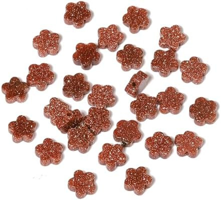 Songxi 60pcs 6mm Golden Sandstone Plum Blossom Natural Stone Beads for Jewelry Making, Smooth Loo... | Amazon (US)