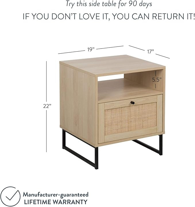 Nathan James Mina Side, End Table Wood Finish & Matte Accents with Storage for Living Room or Nig... | Amazon (US)