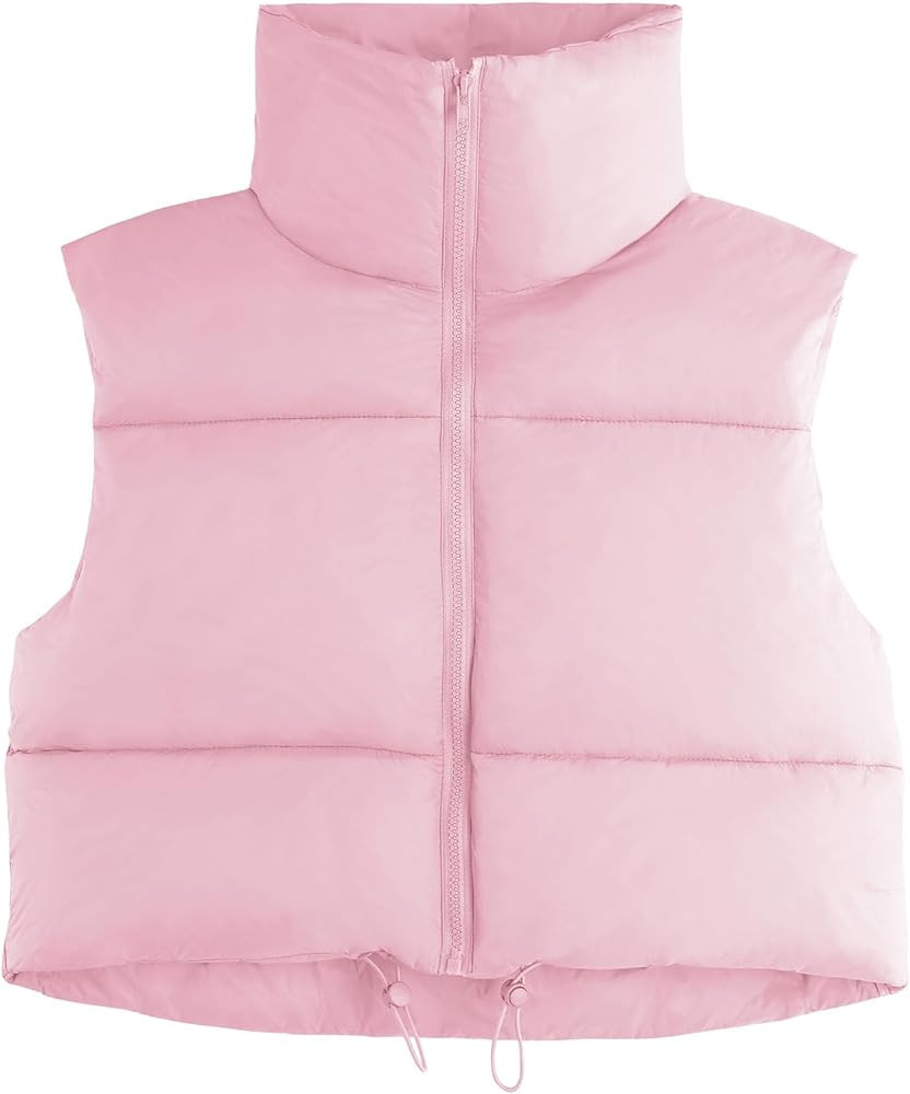 Century Star Cropped Puffer Vest Women Fashion High Neck Zipper Jacket Coat Sleeveless Winter War... | Amazon (US)
