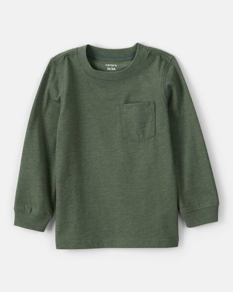 Toddler Boy Long-Sleeve Pocket Tee - Dark Green | Carter's Inc