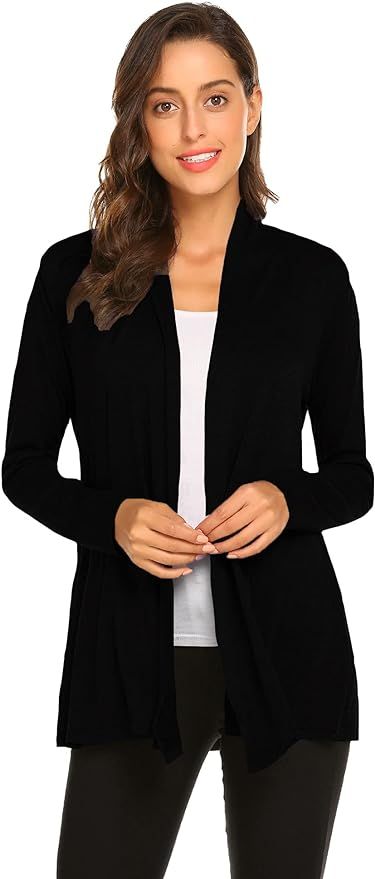 Womens Casual Lightweight Long Sleeve Cardigan Soft Drape Open Front Fall Dusters (S-3X) | Amazon (US)