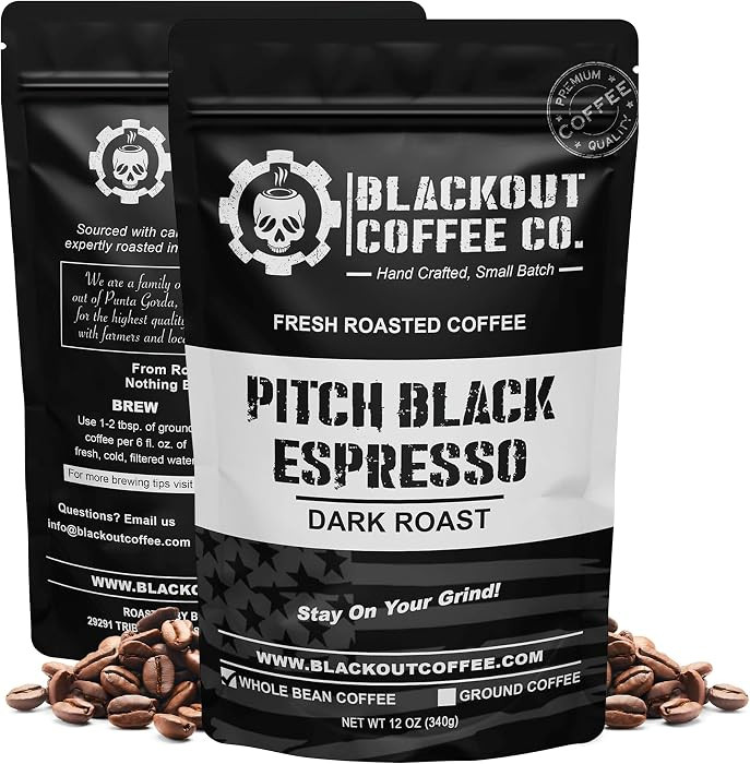 Blackout Coffee Pitch Black Espresso Whole Bean Coffee \u2013 Extra Dark Roast, European-Style, P... | Amazon (US)
